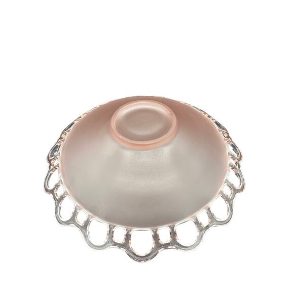 Lancaster Glass Open Work Shallow Round Bowl in Pink - Picture 6 of 6